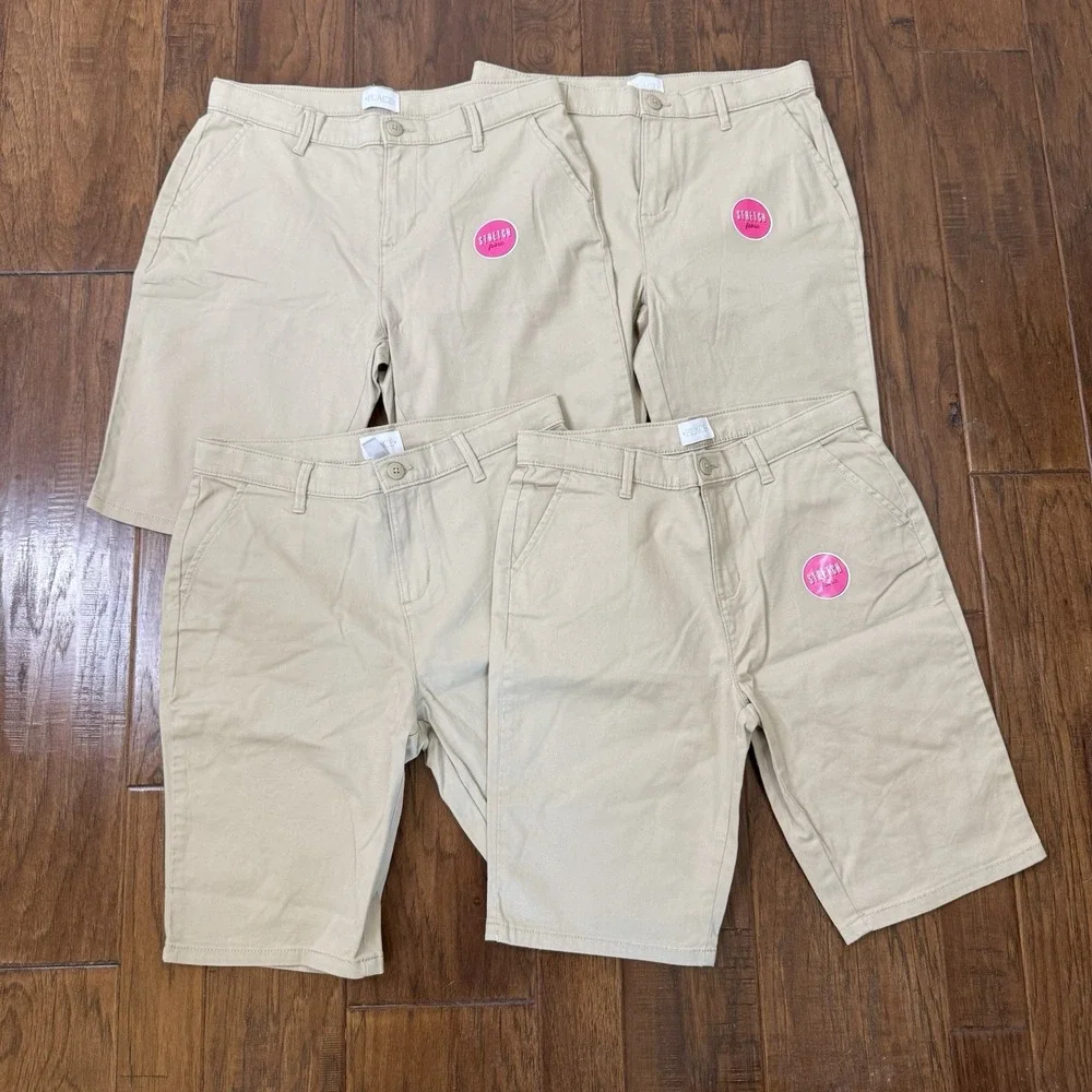 NEW The Children's Place Bermuda Uniform Shorts Khaki School Lot of 4 Girl's 16